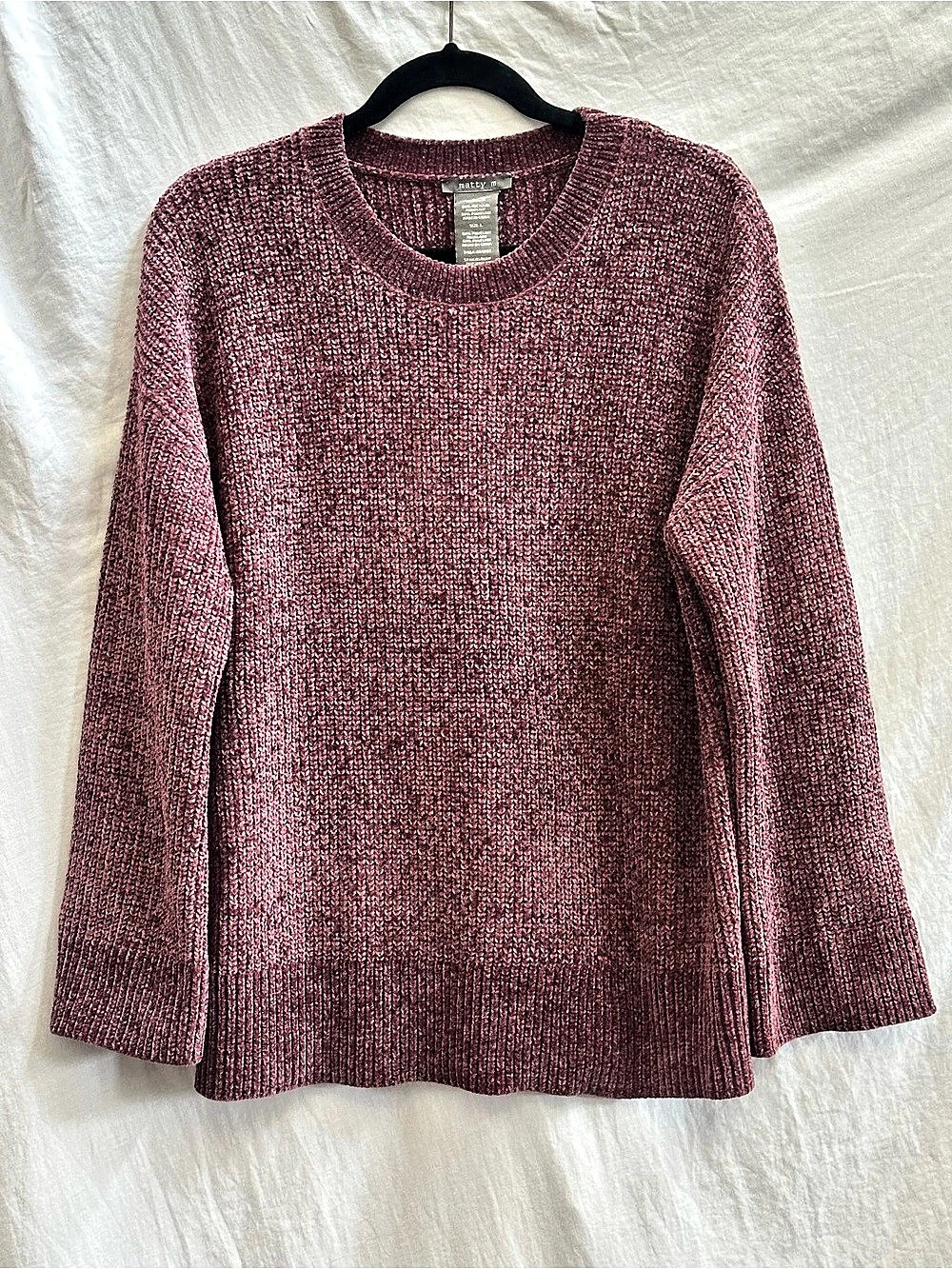 Matty M Ladies' Chenille Crewneck Sweater - Plum/Burgundy - Like New
